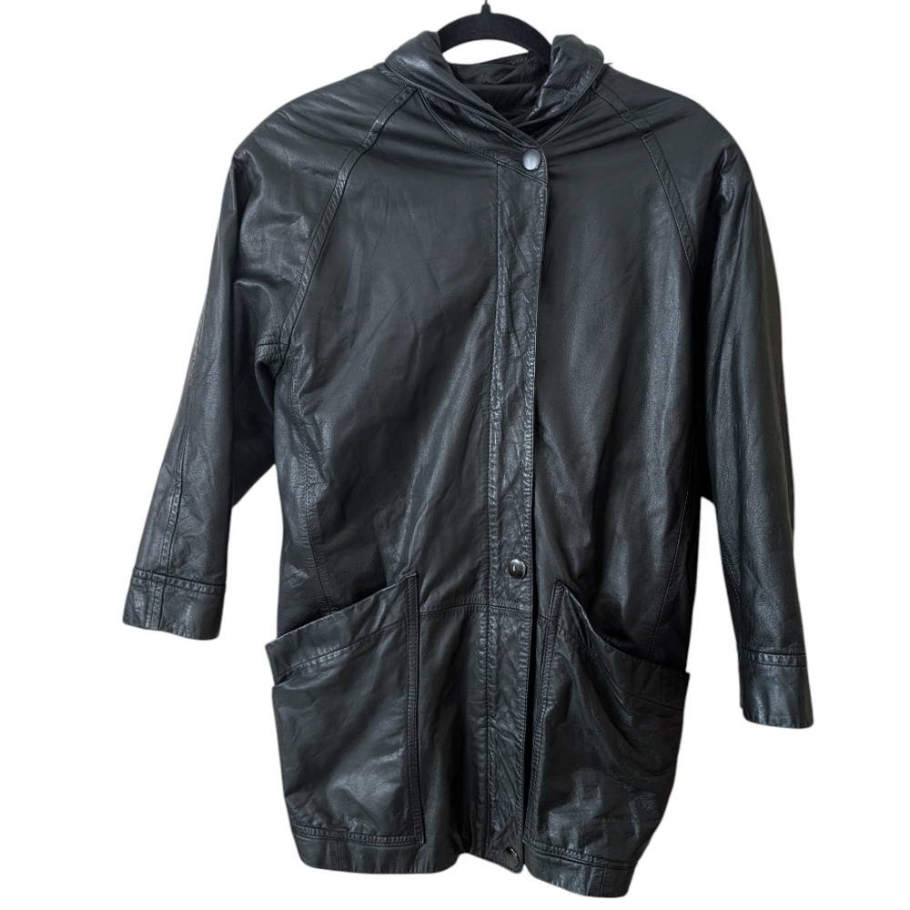 Vintage 100% Leather Biker Emo Grunge Edgy Goth Jacket Size‎ Petite Small